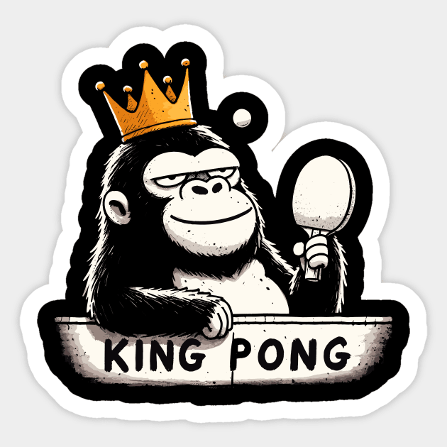 King Pong Gorilla Sticker by DoodleDashDesigns